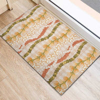 Hawaiian Ohia Lehua Lei Rubber Doormat Plaid Palaka Ahiehie Pattern - Polynesian Pride