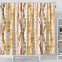 Hawaiian Ohia Lehua Lei Shower Curtain Plaid Palaka Ahiehie Pattern - Polynesian Pride