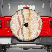 Hawaiian Ohia Lehua Lei Spare Tire Cover Plaid Palaka Ahiehie Pattern - Polynesian Pride