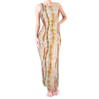 Hawaiian Ohia Lehua Lei Tank Maxi Dress Plaid Palaka Ahiehie Pattern - Polynesian Pride