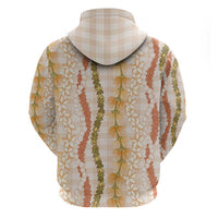 Hawaiian Ohia Lehua Lei Zip Hoodie Plaid Palaka Ahiehie Pattern - Polynesian Pride