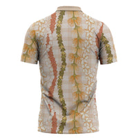 Hawaiian Ohia Lehua Lei Zipper Polo Shirt Plaid Palaka Ahiehie Pattern LT9 - Polynesian Pride