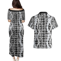 Hawaiian Ohia Lehua Lei Couples Matching Puletasi and Hawaiian Shirt Plaid Palaka Eleele Pattern LT9 - Polynesian Pride