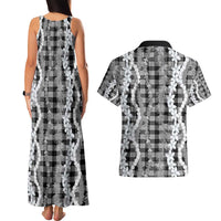 Hawaiian Ohia Lehua Lei Couples Matching Tank Maxi Dress and Hawaiian Shirt Plaid Palaka Eleele Pattern LT9 - Polynesian Pride