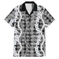 Hawaiian Ohia Lehua Lei Family Matching Long Sleeve Bodycon Dress and Hawaiian Shirt Plaid Palaka Eleele Pattern - Polynesian Pride