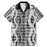 Hawaiian Ohia Lehua Lei Family Matching Mermaid Dress and Hawaiian Shirt Plaid Palaka Eleele Pattern - Polynesian Pride