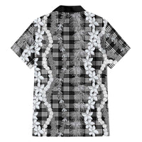 Hawaiian Ohia Lehua Lei Family Matching Off Shoulder Maxi Dress and Hawaiian Shirt Plaid Palaka Eleele Pattern - Polynesian Pride