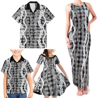 Hawaiian Ohia Lehua Lei Family Matching Tank Maxi Dress and Hawaiian Shirt Plaid Palaka Eleele Pattern - Polynesian Pride
