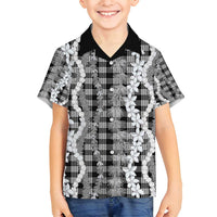 Hawaiian Ohia Lehua Lei Family Matching Tank Maxi Dress and Hawaiian Shirt Plaid Palaka Eleele Pattern - Polynesian Pride