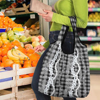Hawaiian Ohia Lehua Lei Grocery Bag Plaid Palaka Eleele Pattern - Polynesian Pride