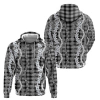 Hawaiian Ohia Lehua Lei Hoodie Plaid Palaka Eleele Pattern - Polynesian Pride