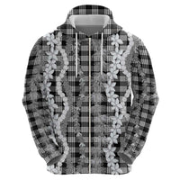 Hawaiian Ohia Lehua Lei Hoodie Plaid Palaka Eleele Pattern - Polynesian Pride