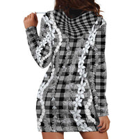 Hawaiian Ohia Lehua Lei Hoodie Dress Plaid Palaka Eleele Pattern - Polynesian Pride