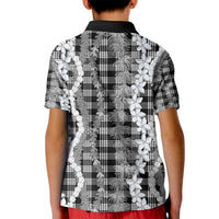 Hawaiian Ohia Lehua Lei Kid Polo Shirt Plaid Palaka Eleele Pattern - Polynesian Pride