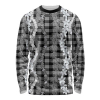 Hawaiian Ohia Lehua Lei Long Sleeve Shirt Plaid Palaka Eleele Pattern - Polynesian Pride