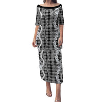 Hawaiian Ohia Lehua Lei Puletasi Plaid Palaka Eleele Pattern LT9 Long Dress Black - Polynesian Pride