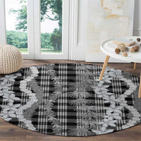 Hawaiian Ohia Lehua Lei Round Carpet Plaid Palaka Eleele Pattern - Polynesian Pride