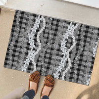 Hawaiian Ohia Lehua Lei Rubber Doormat Plaid Palaka Eleele Pattern - Polynesian Pride
