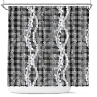 Hawaiian Ohia Lehua Lei Shower Curtain Plaid Palaka Eleele Pattern - Polynesian Pride