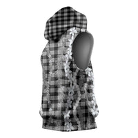 Hawaiian Ohia Lehua Lei Sleeveless Hoodie Plaid Palaka Eleele Pattern - Polynesian Pride