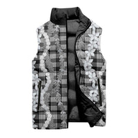 Hawaiian Ohia Lehua Lei Sleeveless Puffer Jacket Plaid Palaka Eleele Pattern - Polynesian Pride