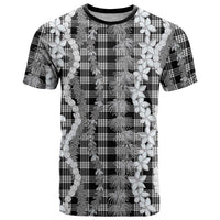 Hawaiian Ohia Lehua Lei T Shirt Plaid Palaka Eleele Pattern LT9 Black - Polynesian Pride