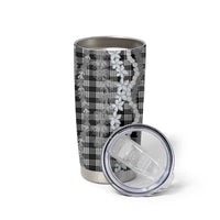 Hawaiian Ohia Lehua Lei Tumbler Cup Plaid Palaka Eleele Pattern - Polynesian Pride