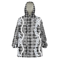 Hawaiian Ohia Lehua Lei Wearable Blanket Hoodie Plaid Palaka Eleele Pattern - Polynesian Pride