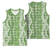 Hawaiian Ohia Lehua Lei Basketball Jersey Plaid Palaka Omaomao Pattern - Polynesian Pride