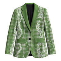 Hawaiian Ohia Lehua Lei Blazer Plaid Palaka Omaomao Pattern - Polynesian Pride