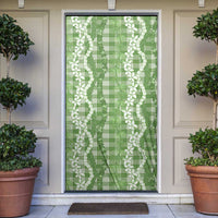 Hawaiian Ohia Lehua Lei Door Cover Plaid Palaka Omaomao Pattern - Polynesian Pride