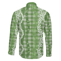 Hawaiian Ohia Lehua Lei Family Matching Mermaid Dress and Hawaiian Shirt Plaid Palaka Omaomao Pattern - Polynesian Pride