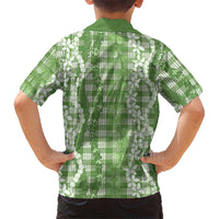 Hawaiian Ohia Lehua Lei Family Matching Off The Shoulder Long Sleeve Dress and Hawaiian Shirt Plaid Palaka Omaomao Pattern - Polynesian Pride