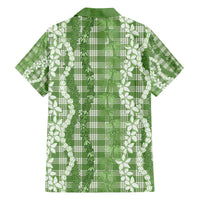Hawaiian Ohia Lehua Lei Family Matching Off The Shoulder Long Sleeve Dress and Hawaiian Shirt Plaid Palaka Omaomao Pattern - Polynesian Pride