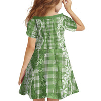 Hawaiian Ohia Lehua Lei Family Matching Off Shoulder Short Dress and Hawaiian Shirt Plaid Palaka Omaomao Pattern - Polynesian Pride