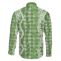 Hawaiian Ohia Lehua Lei Family Matching Off Shoulder Short Dress and Hawaiian Shirt Plaid Palaka Omaomao Pattern - Polynesian Pride