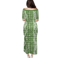Hawaiian Ohia Lehua Lei Family Matching Puletasi and Hawaiian Shirt Plaid Palaka Omaomao Pattern - Polynesian Pride