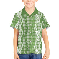 Hawaiian Ohia Lehua Lei Family Matching Tank Maxi Dress and Hawaiian Shirt Plaid Palaka Omaomao Pattern - Polynesian Pride