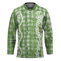 Hawaiian Ohia Lehua Lei Hockey Jersey Plaid Palaka Omaomao Pattern - Polynesian Pride