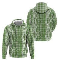Hawaiian Ohia Lehua Lei Hoodie Plaid Palaka Omaomao Pattern - Polynesian Pride