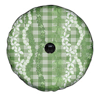 Hawaiian Ohia Lehua Lei Spare Tire Cover Plaid Palaka Omaomao Pattern - Polynesian Pride