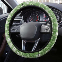 Hawaiian Ohia Lehua Lei Steering Wheel Cover Plaid Palaka Omaomao Pattern - Polynesian Pride