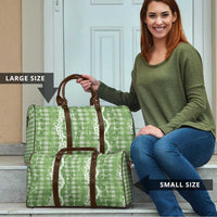 Hawaiian Ohia Lehua Lei Travel Bag Plaid Palaka Omaomao Pattern - Polynesian Pride