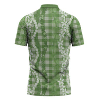 Hawaiian Ohia Lehua Lei Zipper Polo Shirt Plaid Palaka Omaomao Pattern - Polynesian Pride