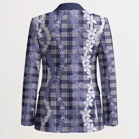 Hawaiian Ohia Lehua Lei Blazer Plaid Palaka Uliuli hohonu Pattern - Polynesian Pride