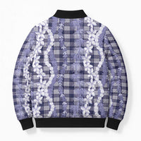 Hawaiian Ohia Lehua Lei Bomber Puffer Jacket Plaid Palaka Uliuli hohonu Pattern - Polynesian Pride