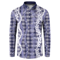 Hawaiian Ohia Lehua Lei Button Sweatshirt Plaid Palaka Uliuli hohonu Pattern - Polynesian Pride