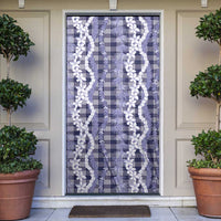 Hawaiian Ohia Lehua Lei Door Cover Plaid Palaka Uliuli hohonu Pattern - Polynesian Pride