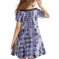 Hawaiian Ohia Lehua Lei Family Matching Mermaid Dress and Hawaiian Shirt Plaid Palaka Uliuli hohonu Pattern - Polynesian Pride
