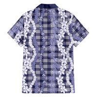 Hawaiian Ohia Lehua Lei Family Matching Off The Shoulder Long Sleeve Dress and Hawaiian Shirt Plaid Palaka Uliuli hohonu Pattern - Polynesian Pride